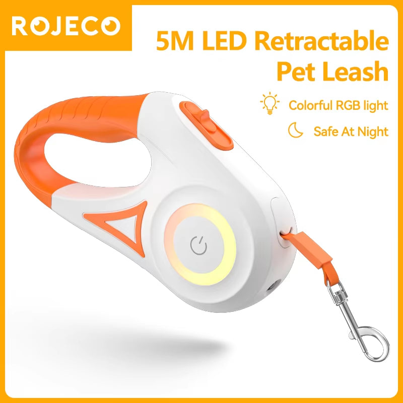Illuminate Your Dog Walks with the 5M Retractable LED Dog Leash – Perfect for All Breeds and Seasons!