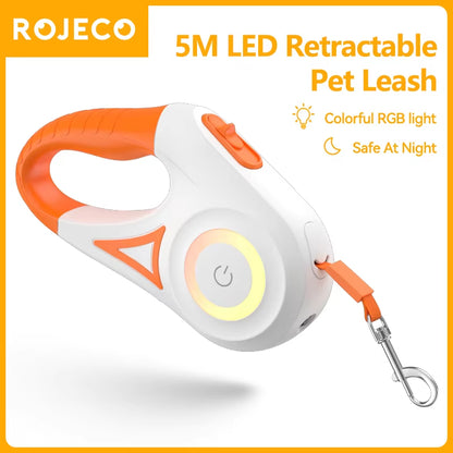 Illuminate Your Dog Walks with the 5M Retractable LED Dog Leash – Perfect for All Breeds and Seasons!