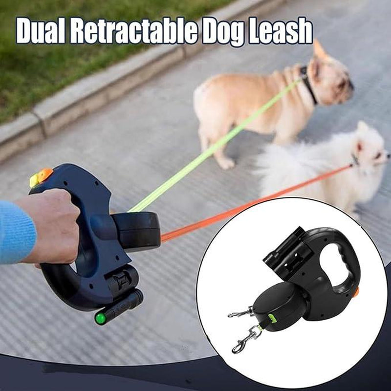 Unlock the Adventure: Tangle-Free Dual Dog Leash with 360° Swivel Head for 2 Happy Small to Medium Dogs – 10Ft Retractable Design with Lightweight, Anti-Wear Handle - Essential Puppy Accessories!