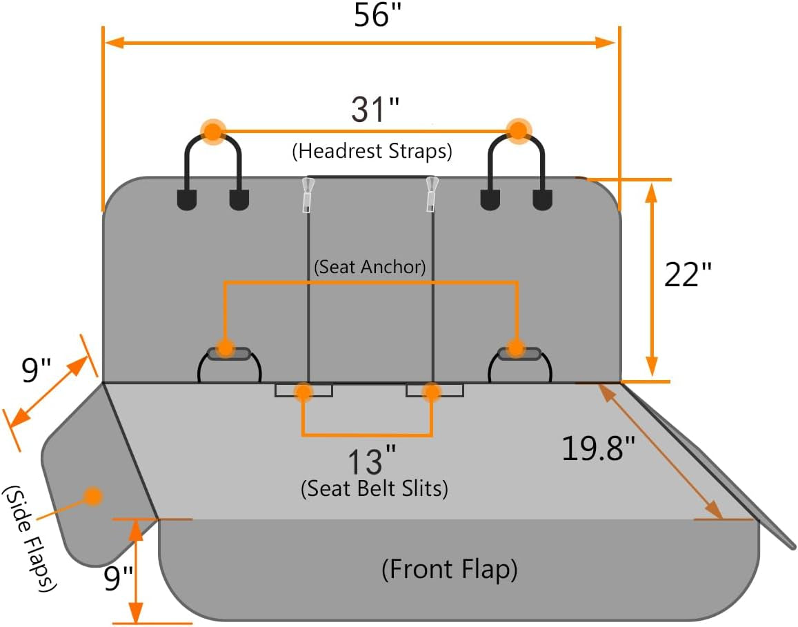 Premium Waterproof Dog Car Seat Cover with Side Flaps - Nonslip Protection for Cars, Trucks, and SUVs