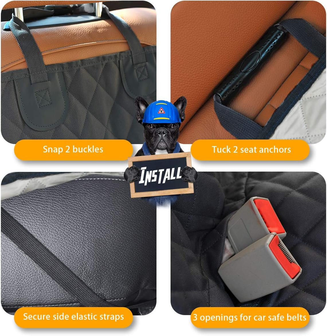 Premium Waterproof Dog Car Seat Cover with Side Flaps - Nonslip Protection for Cars, Trucks, and SUVs