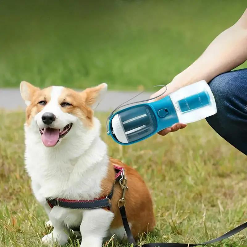 Ultimate 3-In-1 Pet Travel Companion: Water Bottle, Food Cup & Poop Bag Holder!