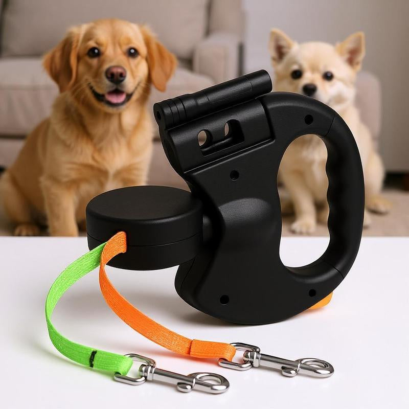 Unlock the Adventure: Tangle-Free Dual Dog Leash with 360° Swivel Head for 2 Happy Small to Medium Dogs – 10Ft Retractable Design with Lightweight, Anti-Wear Handle - Essential Puppy Accessories!