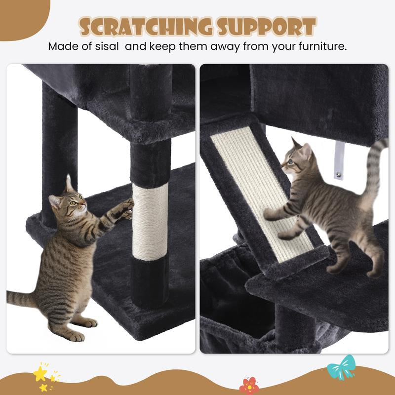 Transform Your Cat's World: SHA CERLIN 81" Luxury Multi-Level Cat Tree Tower with Cozy Perches, Hammock & Durable Sisal Scratching Posts – The Ultimate Indoor Playground for Happy Felines!