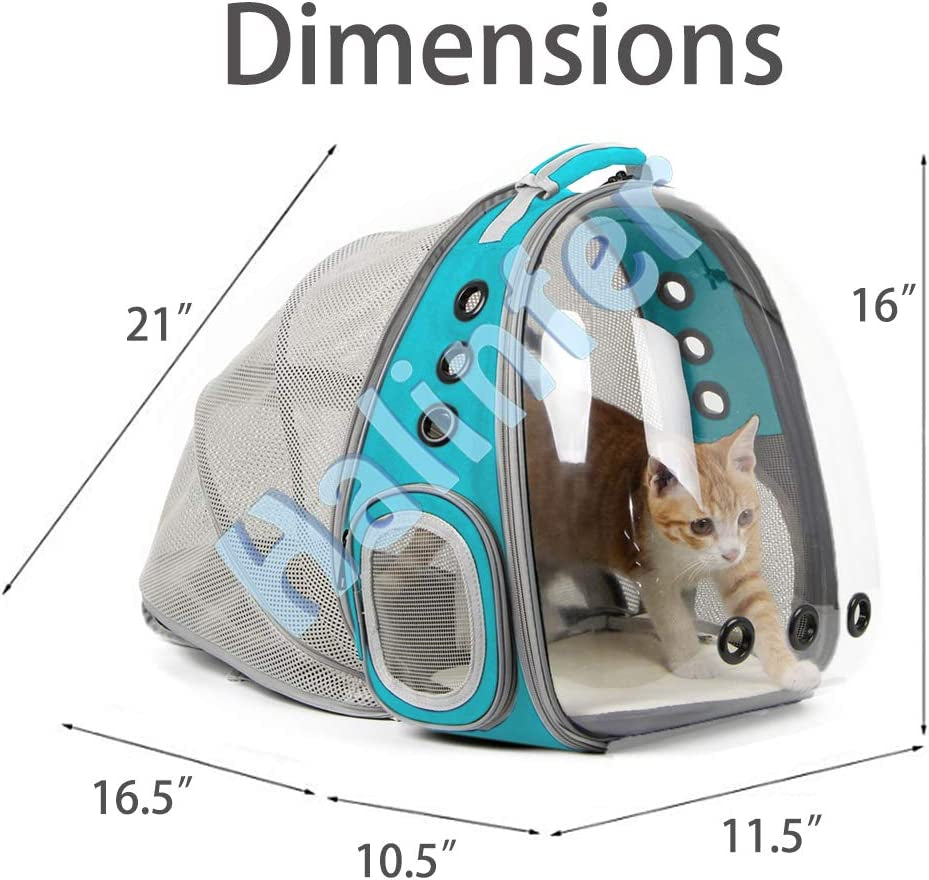 Innovative Cat Travel Backpack with Mini Fan - Expandable Space Capsule Design for Kittens and Small Dogs, Up to 12 lbs, Stylish Green