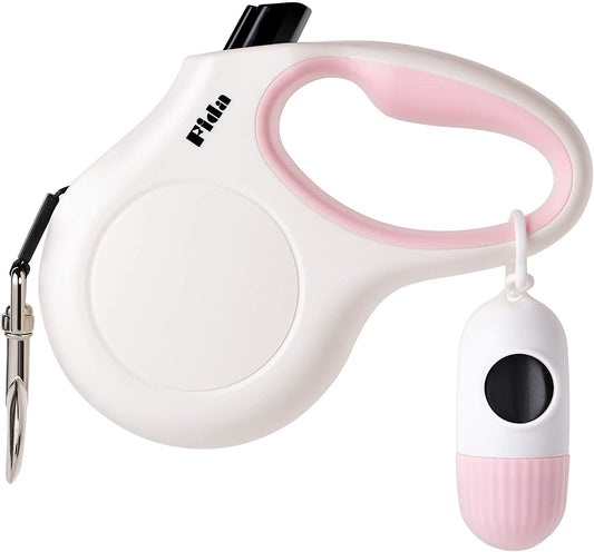 Premium 10ft Retractable Dog Leash with Poop Bag Dispenser - Ideal for X-Small Dogs and Cats Up to 18 lbs - Comfort Grip Handle, Tangle-Free Design & Reflective Safety Features