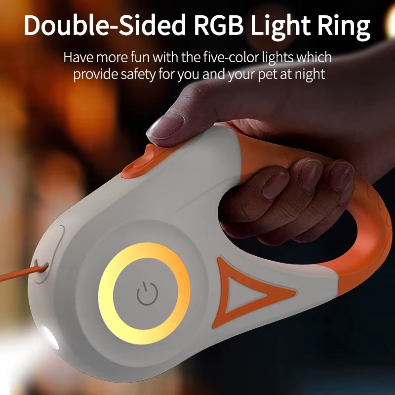 Illuminate Your Dog Walks with the 5M Retractable LED Dog Leash – Perfect for All Breeds and Seasons!