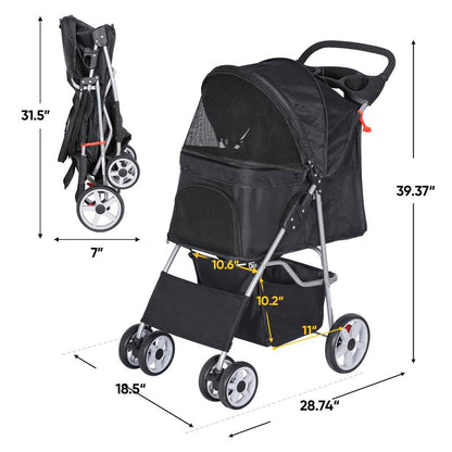 Elevate Your Pet's Adventure with the Stylish Segawe Foldable Dog Stroller - Black Travel Carriage & Detachable Carrier Cart