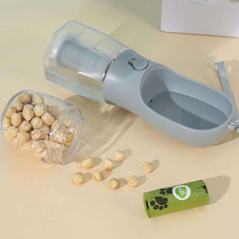 Ultimate 3-In-1 Pet Travel Companion: Water Bottle, Food Cup & Poop Bag Holder!