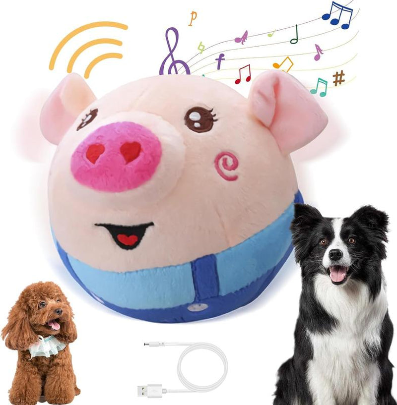 Interactive Moving Plush Toy for Dogs - EVERBETTERUS USB Rechargeable Cartoon Pig Dog Toy with Sound, Music & Washable Cover - Perfect for Keeping Your Pet Engaged and Entertained!