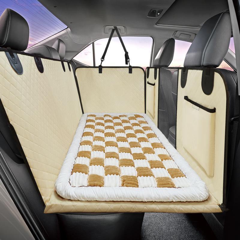 Ultimate Comfort for Your Furry Friend: Non-Slip Plaid Pet Bed Mat Perfect for Car Backseat Travel!