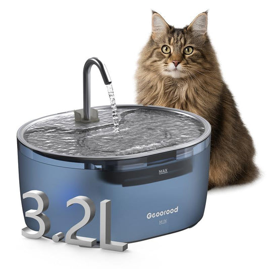 Upgrade Your Cat's Hydration with the Geoorood 3.2L Stainless Steel Water Fountain - Whisper-Quiet, Dual-Mode Design & LED Alerts for Optimal Refreshment!
