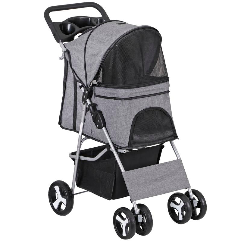 Elevate Your Pet's Adventure with the Stylish Segawe Foldable Dog Stroller - Black Travel Carriage & Detachable Carrier Cart