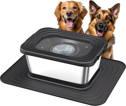 Revolutionary 10L Stainless Steel Dog Water Bowl with No Spill Design and XXL Silicone Mat - Ultimate Solution for Messy Drinkers!