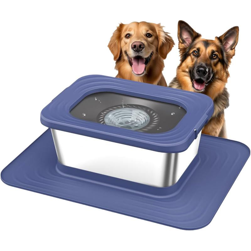 Revolutionary 10L Stainless Steel Dog Water Bowl with No Spill Design and XXL Silicone Mat - Ultimate Solution for Messy Drinkers!