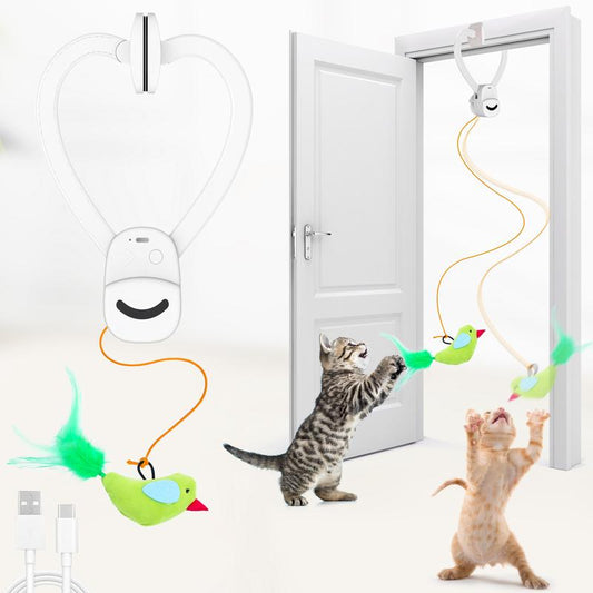 Exciting Automatic Electric Flying Bird Feather Wand Toy - Perfect Indoor Enrichment for Kittens & Adult Cats!
