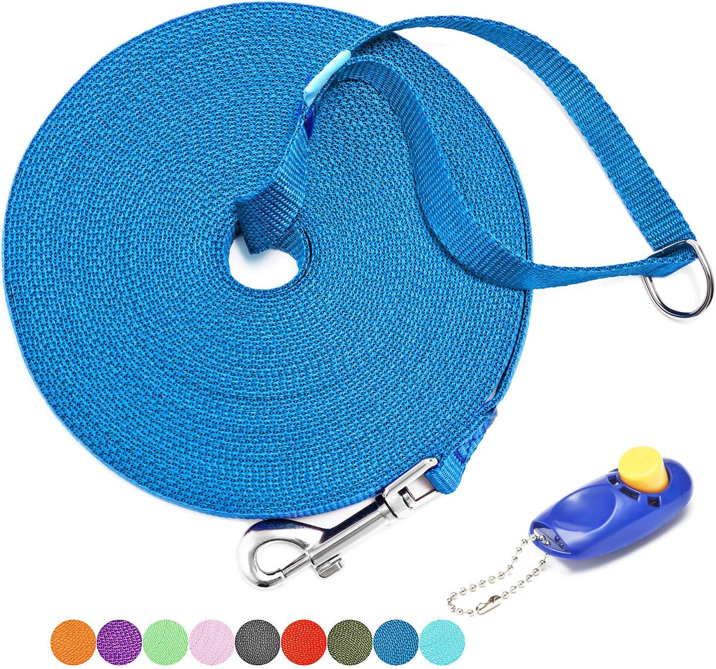 Unlock the Freedom to Train Your Dog with Our 50 Ft Versatile Leash & Clickers – Ideal for All Breeds in Bold Blue!