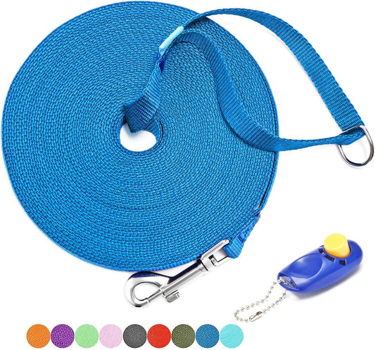 Unlock the Freedom to Train Your Dog with Our 50 Ft Versatile Leash & Clickers – Ideal for All Breeds in Bold Blue!