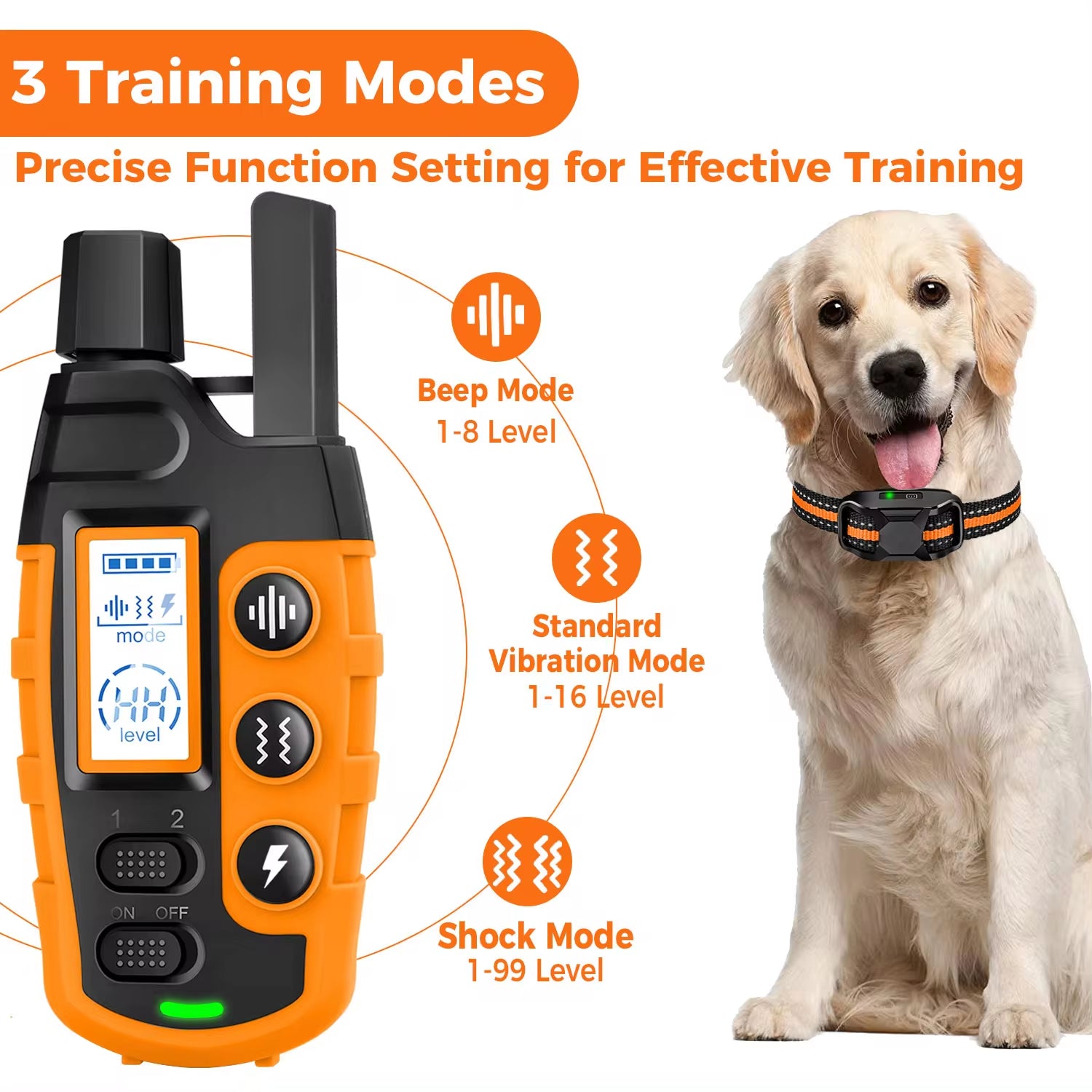 Train your pup like a pro with our waterproof electric dog training collar! Perfect for dogs 5-120lbs, featuring remote control, shock, and vibration options! 🐶✨