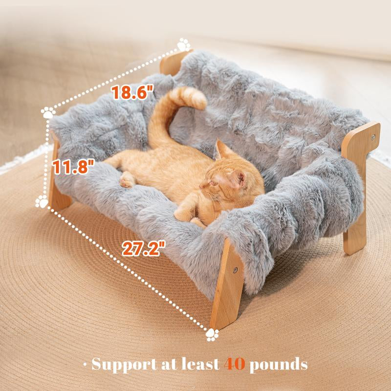 Elevate Your Pet's Comfort with Our Stylish Wooden Cat and Small Dog Lounge Sofa - Removable, Washable Cushion for Indoor Relaxation!