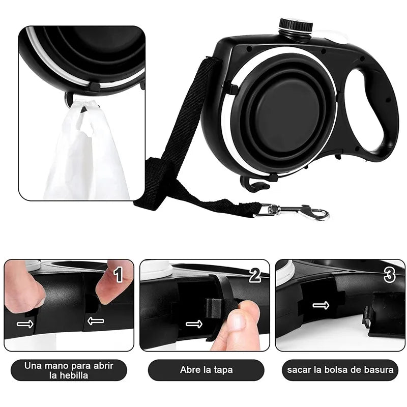 Ultimate 4-in-1 Multifunctional Pet Dog Leash with Built-in Water Bowl and Waste Bag Dispenser – Perfect for Outdoor Adventures!