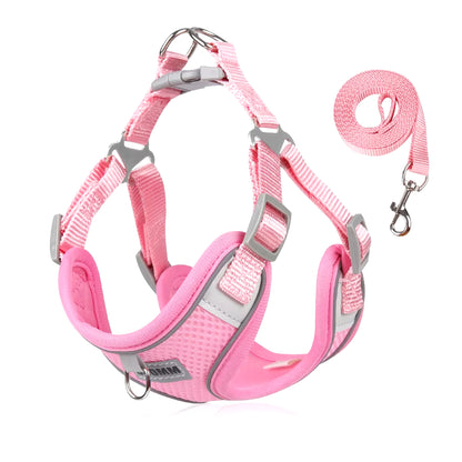Comfortable and Reflective Dog Harness Leash Set for Small to Medium Dogs - Perfect for Outdoor Walks with Your Chihuahua or Cat!
