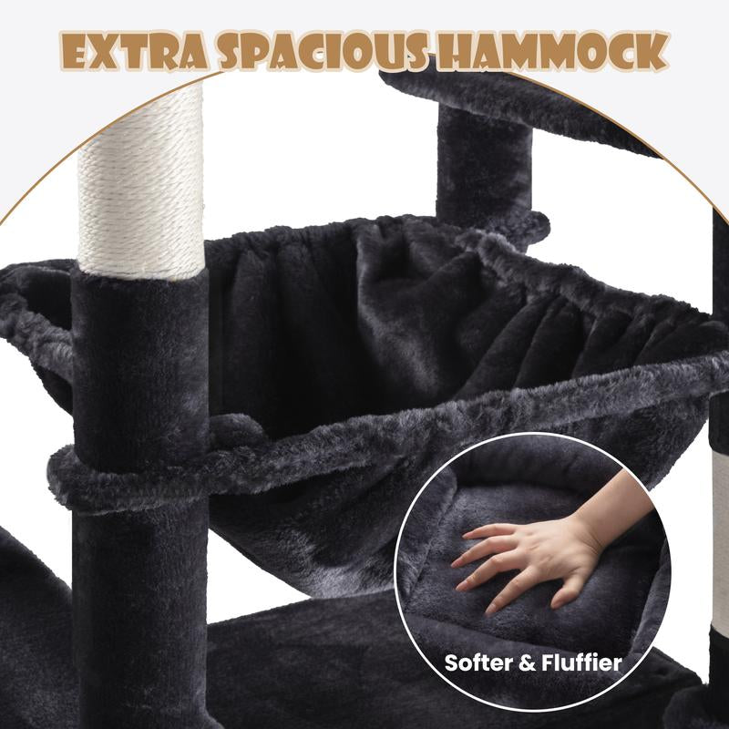 Transform Your Cat's World: SHA CERLIN 81" Luxury Multi-Level Cat Tree Tower with Cozy Perches, Hammock & Durable Sisal Scratching Posts – The Ultimate Indoor Playground for Happy Felines!