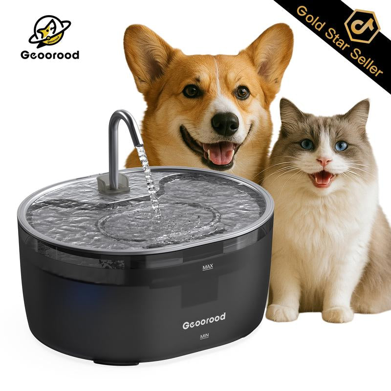 Upgrade Your Cat's Hydration with the Geoorood 3.2L Stainless Steel Water Fountain - Whisper-Quiet, Dual-Mode Design & LED Alerts for Optimal Refreshment!