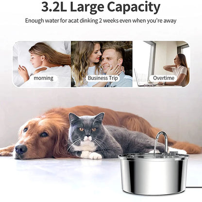 Revolutionary Stainless Steel Cat Water Fountain - Automatic Pet Drinker and Feeder for Healthy Hydration