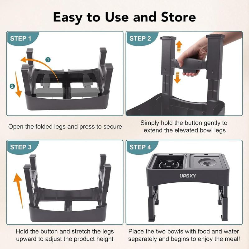 Elevate Your Pet's Dining Experience: 2025 2-In-1 Adjustable Dog Bowls with Slow Feeder & No-Spill Design for Small to Medium Dogs