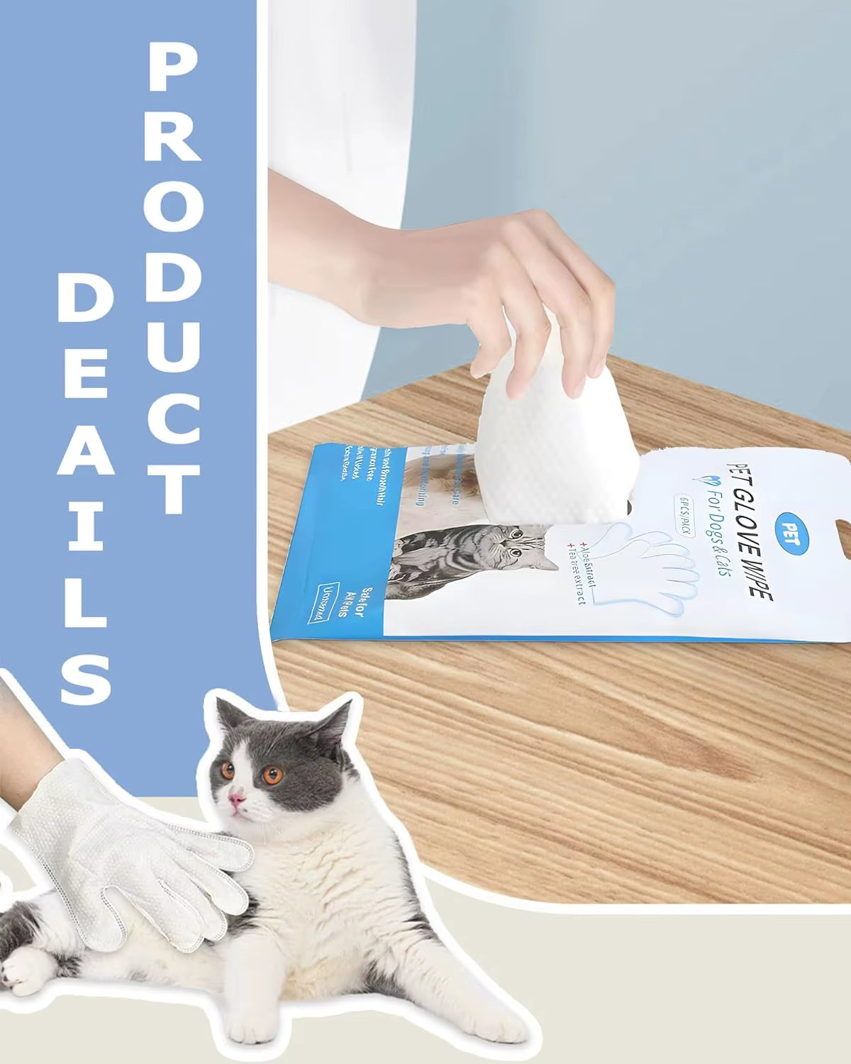 Effortlessly Clean and Deodorize Your Pets with Our Cleaning Wipes Gloves for Dogs and Cats – Perfect for Daily Grooming and Hygiene