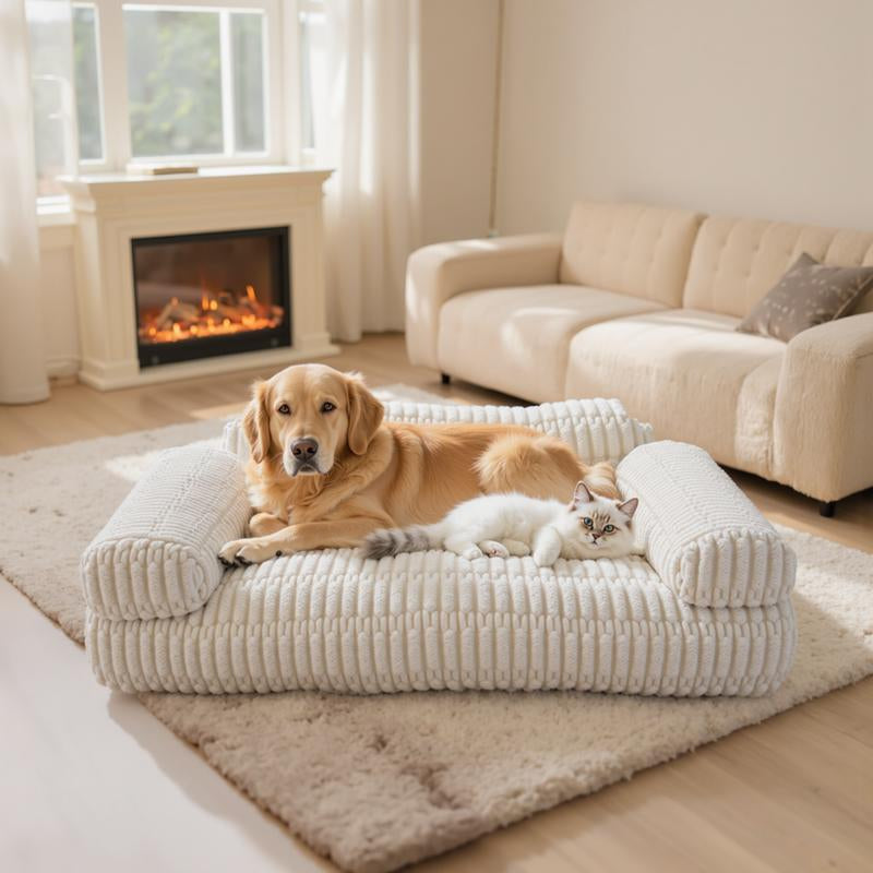 Indulge Your Pets in Luxury: Hand-Woven Waterproof Pet Bed with Non-Slip Base for Ultimate Comfort and Relaxation