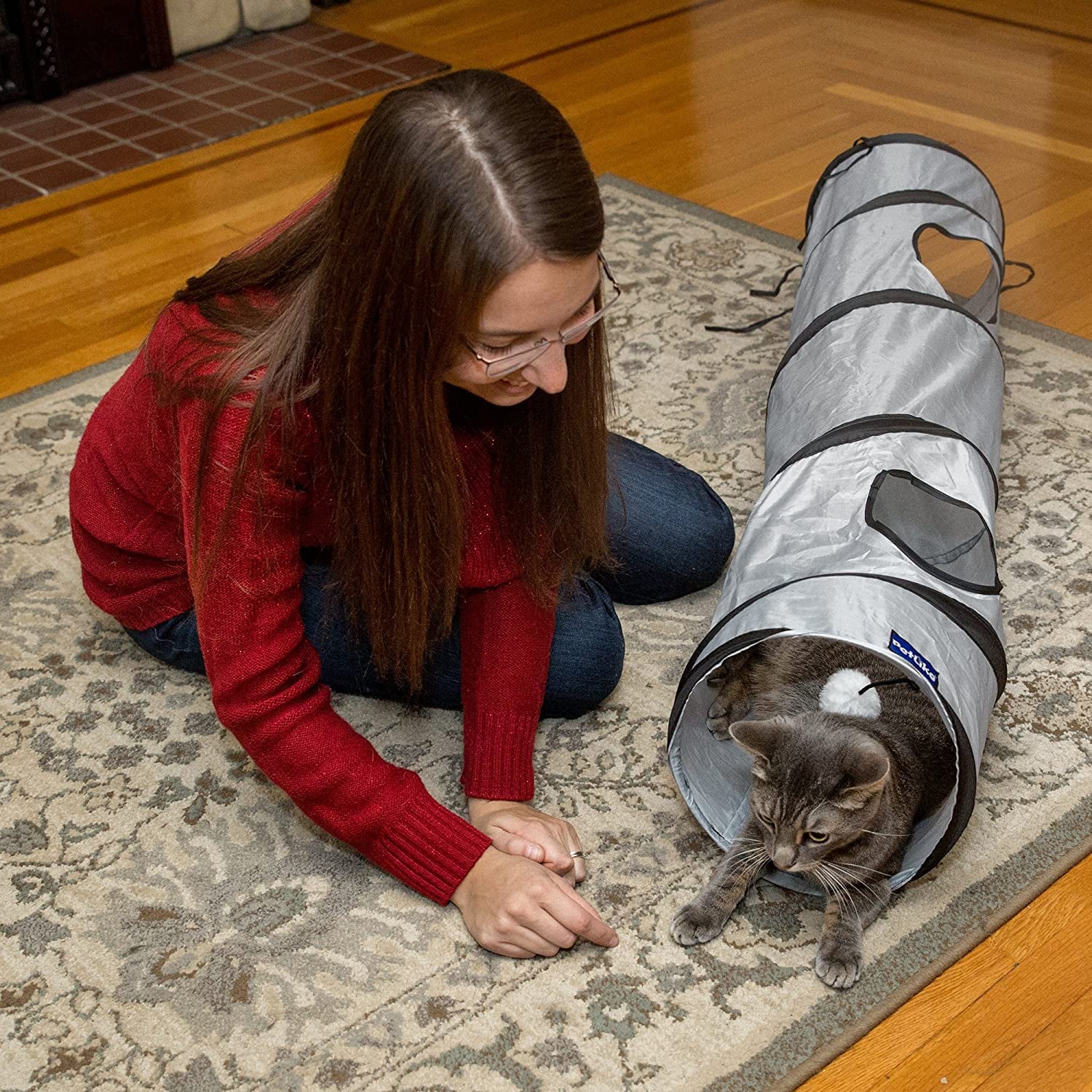 Exciting Cat Tunnel for Indoor Play - Collapsible Pop-Up Tube with Peek Holes and Ball for Endless Fun!