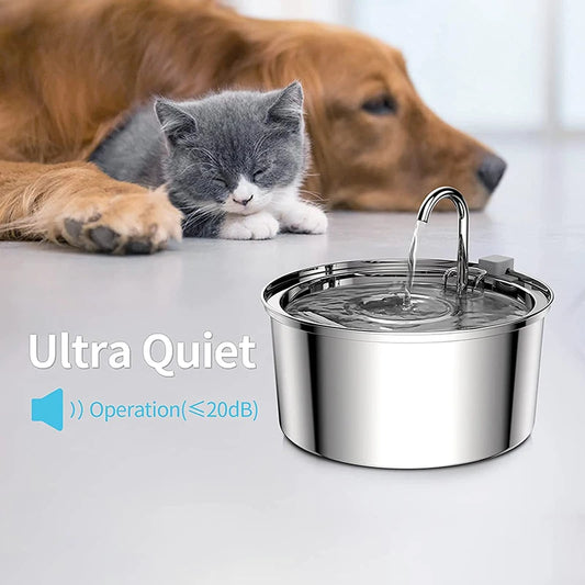 Revolutionary Stainless Steel Cat Water Fountain - Automatic Pet Drinker and Feeder for Healthy Hydration