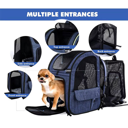 Chic and Versatile Expandable Cat & Dog Backpack - Your Pet's New Favorite Adventure Companion
