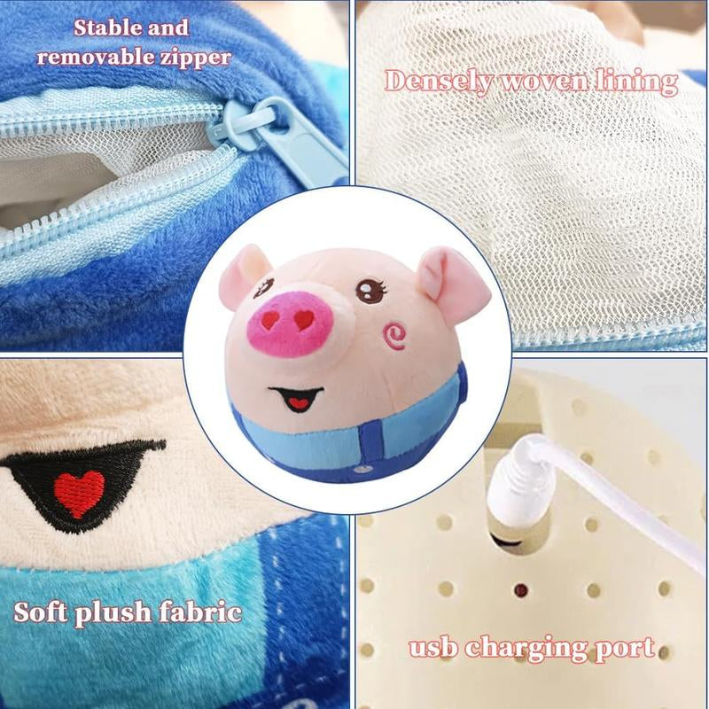 Interactive Moving Plush Toy for Dogs - EVERBETTERUS USB Rechargeable Cartoon Pig Dog Toy with Sound, Music & Washable Cover - Perfect for Keeping Your Pet Engaged and Entertained!