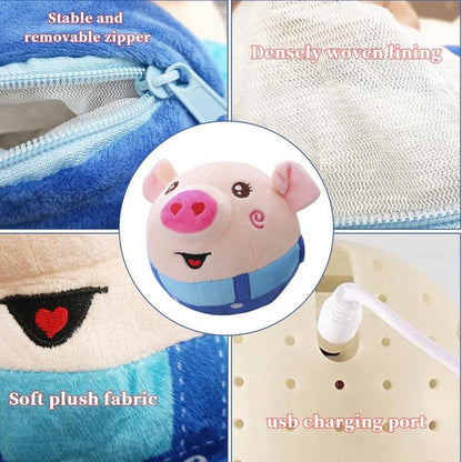 Interactive Moving Plush Toy for Dogs - EVERBETTERUS USB Rechargeable Cartoon Pig Dog Toy with Sound, Music & Washable Cover - Perfect for Keeping Your Pet Engaged and Entertained!