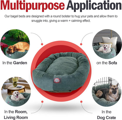 Indulge Your Pup: Luxurious 52-Inch Cozy Micro Velvet Dog Bed with Supportive Headrest in Elegant Azure