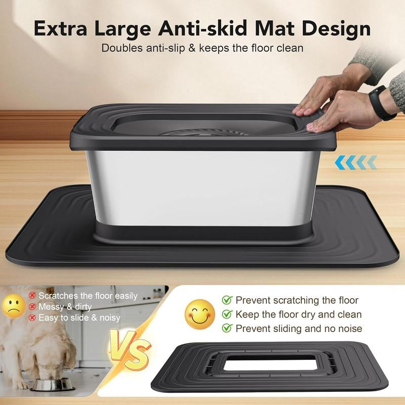 Revolutionary 10L Stainless Steel Dog Water Bowl with No Spill Design and XXL Silicone Mat - Ultimate Solution for Messy Drinkers!