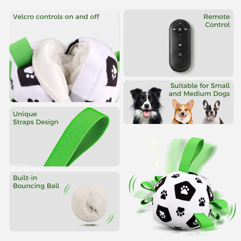 Exciting Interactive Dog Toys - Automatic Jumping Balls with 66 Songs & Voice Recorder, Plush Soccer Ball Cover & 7 Tug Ropes for Ultimate Puppy Playtime!
