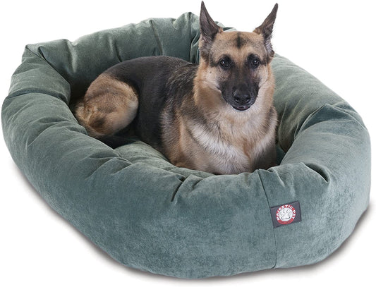 Indulge Your Pup: Luxurious 52-Inch Cozy Micro Velvet Dog Bed with Supportive Headrest in Elegant Azure