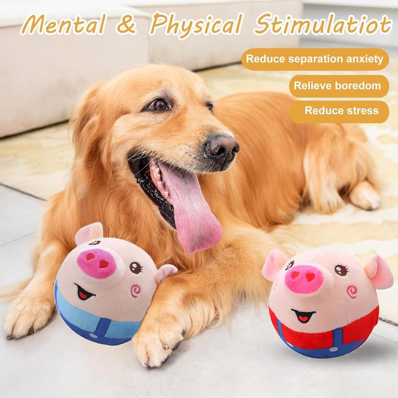 Interactive Moving Plush Toy for Dogs - EVERBETTERUS USB Rechargeable Cartoon Pig Dog Toy with Sound, Music & Washable Cover - Perfect for Keeping Your Pet Engaged and Entertained!