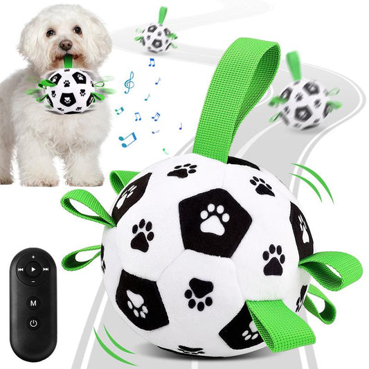 Exciting Interactive Dog Toys - Automatic Jumping Balls with 66 Songs & Voice Recorder, Plush Soccer Ball Cover & 7 Tug Ropes for Ultimate Puppy Playtime!