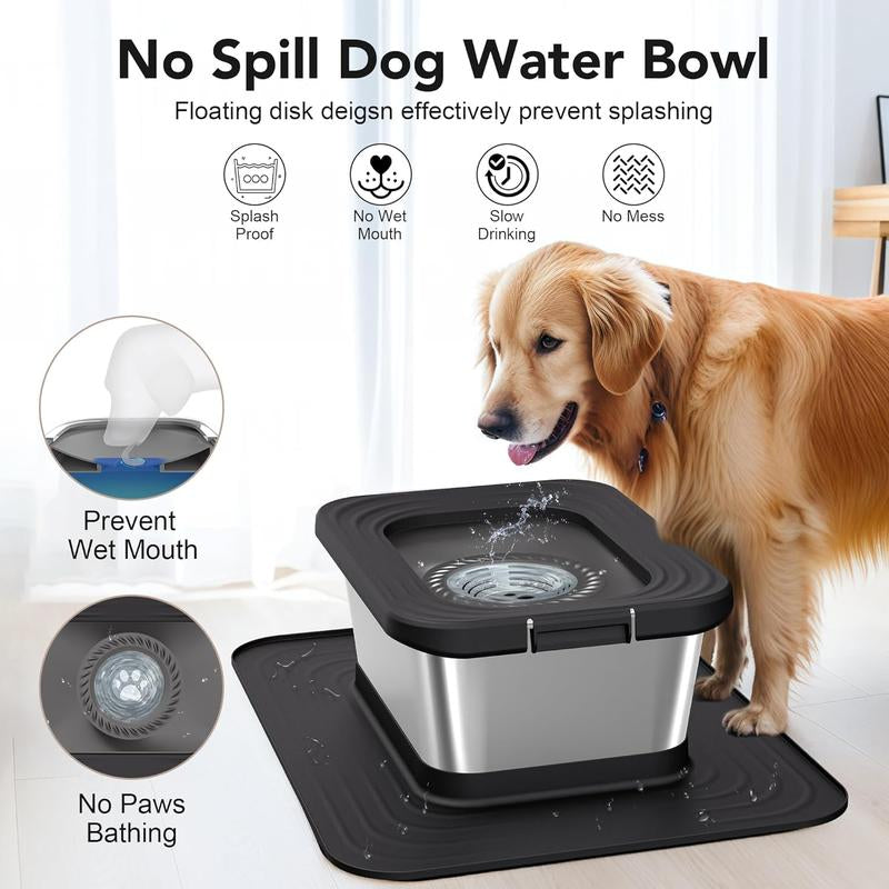 Revolutionary 10L Stainless Steel Dog Water Bowl with No Spill Design and XXL Silicone Mat - Ultimate Solution for Messy Drinkers!