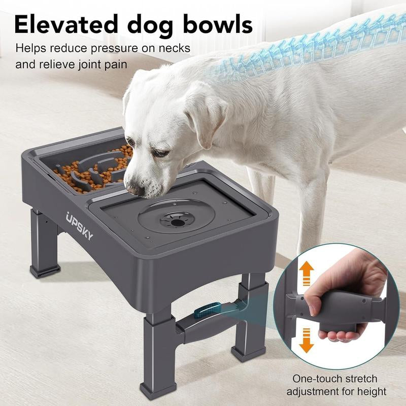 Elevate Your Pet's Dining Experience: 2025 2-In-1 Adjustable Dog Bowls with Slow Feeder & No-Spill Design for Small to Medium Dogs