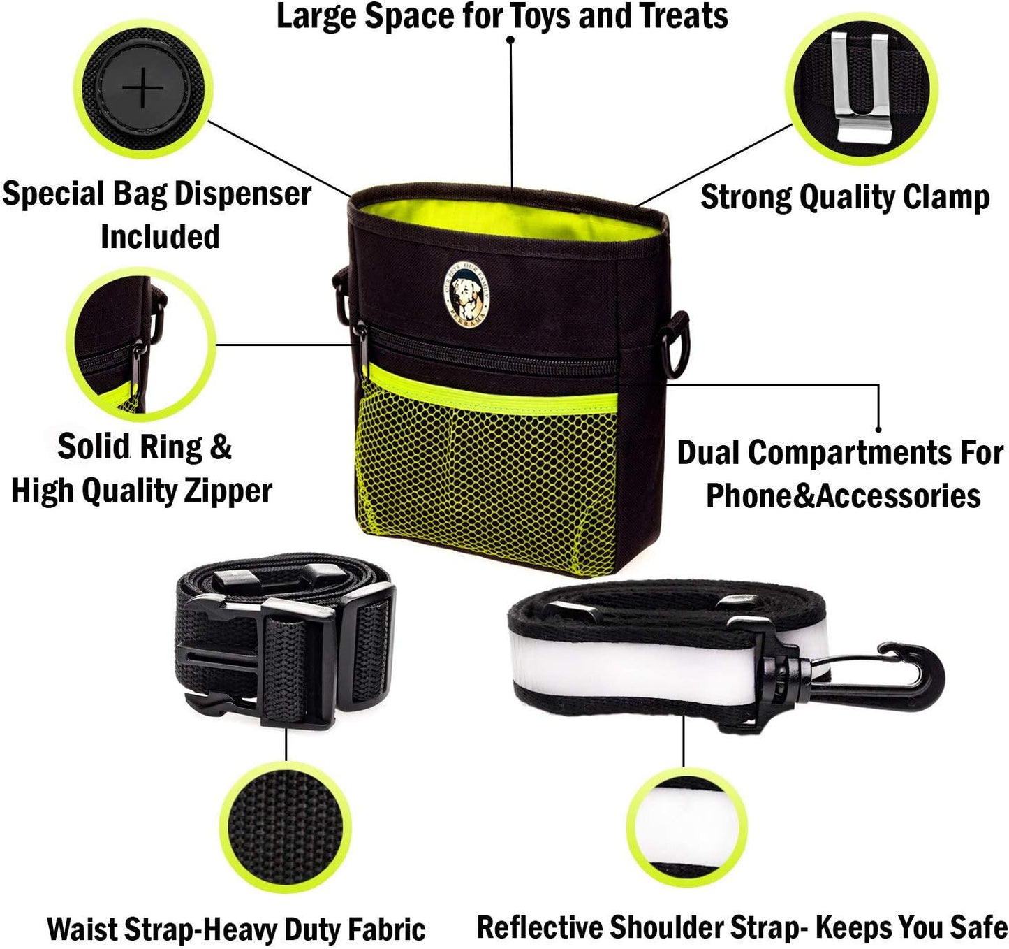 Ultimate Dog Treat Pouch - Premium Training Bag with Clicker, Collapsible Bowl, and Adjustable Reflective Straps for Obedience and Agility Training