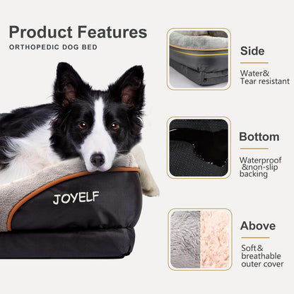 Pamper Your Pup: Luxurious Large Memory Foam Orthopedic Dog Bed with Removable Washable Cover & Bonus Squeaker Toy!