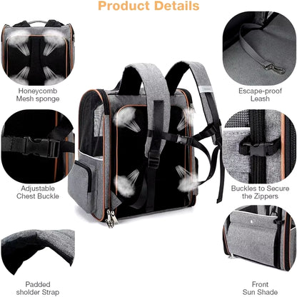 Chic and Versatile Expandable Cat & Dog Backpack - Your Pet's New Favorite Adventure Companion