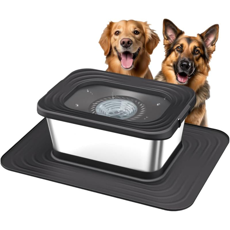 Revolutionary 10L Stainless Steel Dog Water Bowl with No Spill Design and XXL Silicone Mat - Ultimate Solution for Messy Drinkers!