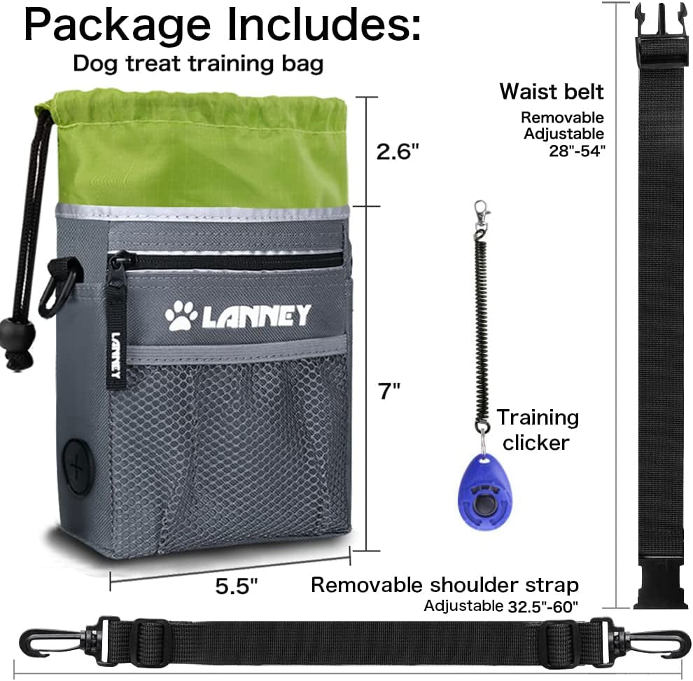Ultimate Versatile Dog Treat Pouch - 3 Convenient Wear Options for Effortless Training with Clicker, Adjustable Belt & Poop Bag Dispenser, Perfect for Carrying Kibble & Toys